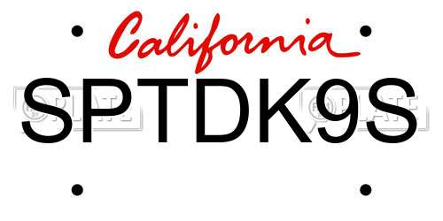 SPTDK9S California License Plate