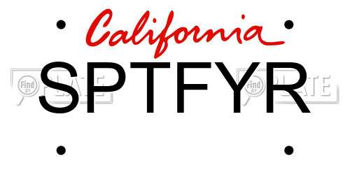 SPTFYR California License Plate