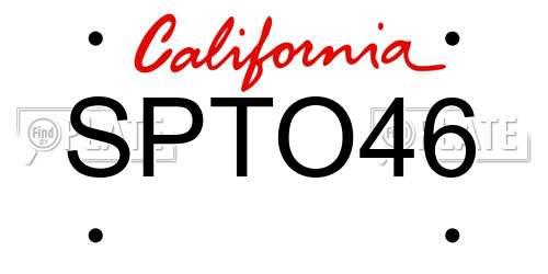 SPTO46 California License Plate