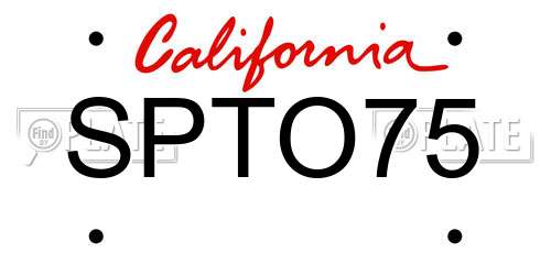 SPTO75 California License Plate