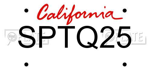 SPTQ25 California License Plate