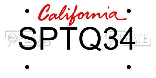 SPTQ34 California License Plate