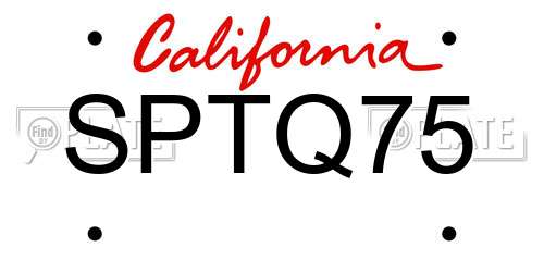 SPTQ75 California License Plate