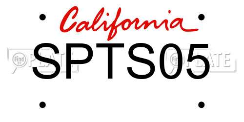 SPTS05 California License Plate