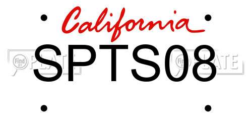 SPTS08 California License Plate