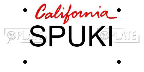 SPUKI California License Plate