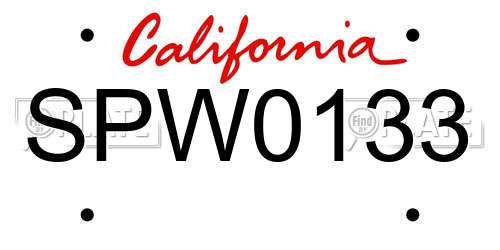 SPW0133 California License Plate
