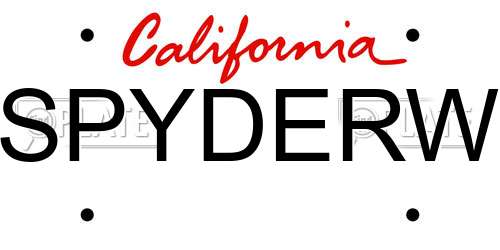 SPYDERW California License Plate