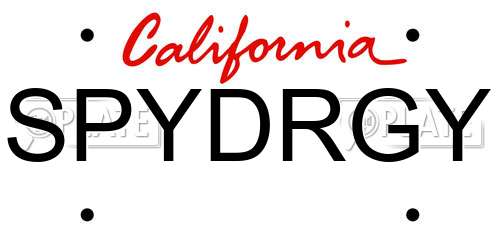SPYDRGY California License Plate