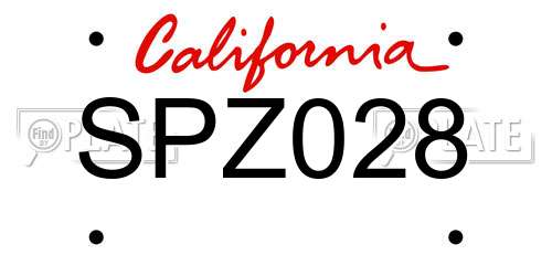 SPZ028 California License Plate