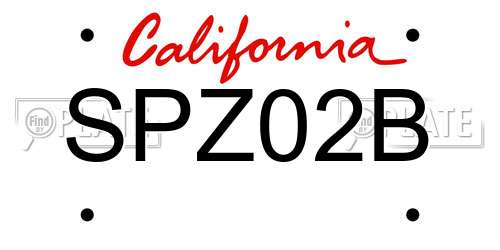 SPZ02B California License Plate