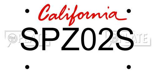 SPZ02S California License Plate