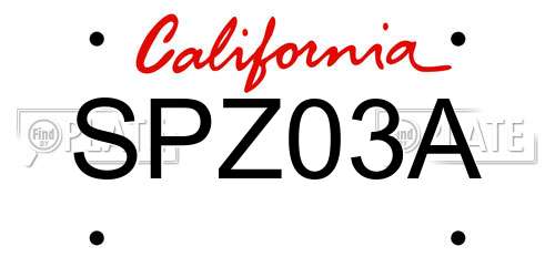 SPZ03A California License Plate