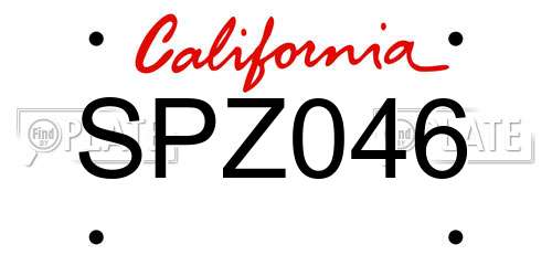 SPZ046 California License Plate