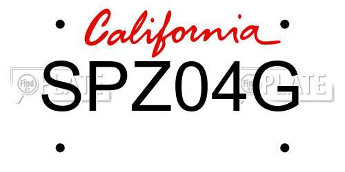 SPZ04G California License Plate