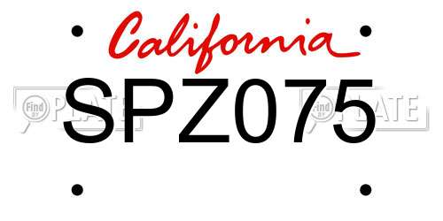 SPZ075 California License Plate
