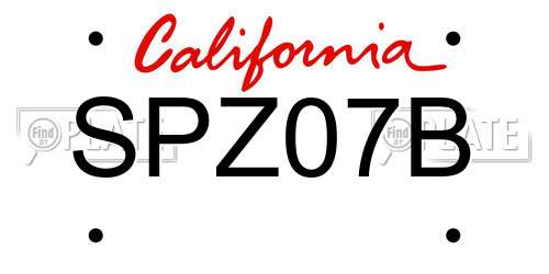 SPZ07B California License Plate