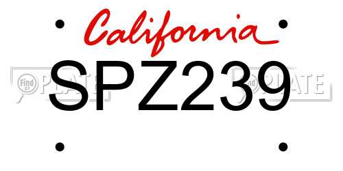 SPZ239 California License Plate