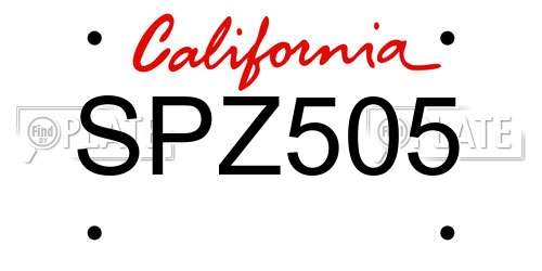 SPZ505 California License Plate