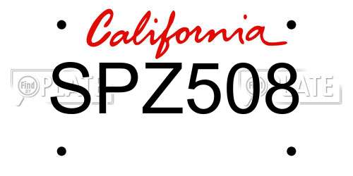 SPZ508 California License Plate