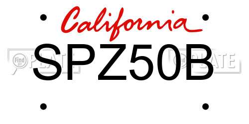 SPZ50B California License Plate