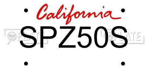 SPZ50S California License Plate