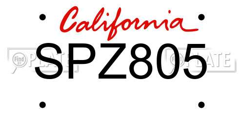 SPZ805 California License Plate
