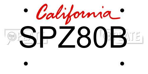 SPZ80B California License Plate