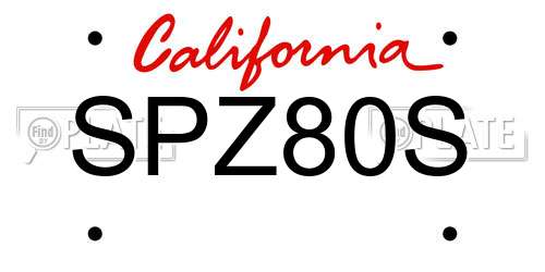 SPZ80S California License Plate