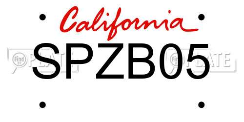 SPZB05 California License Plate