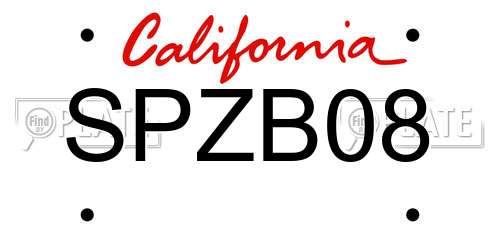 SPZB08 California License Plate