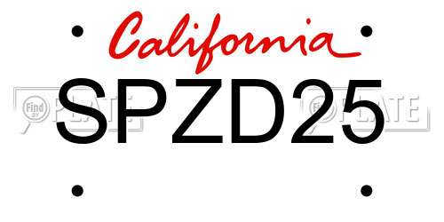 SPZD25 California License Plate