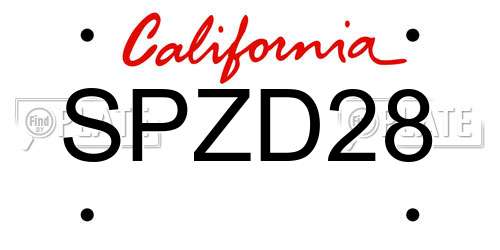 SPZD28 California License Plate