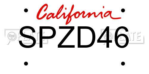SPZD46 California License Plate