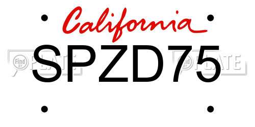 SPZD75 California License Plate