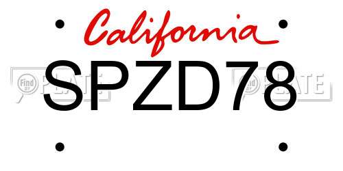 SPZD78 California License Plate