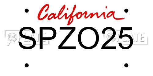 SPZO25 California License Plate