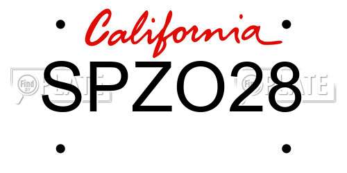 SPZO28 California License Plate