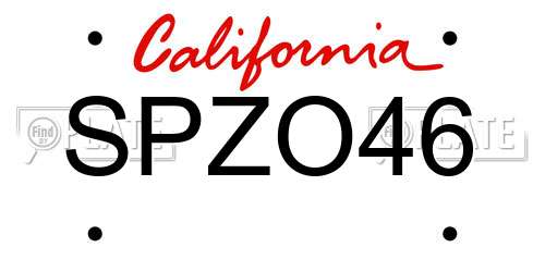 SPZO46 California License Plate