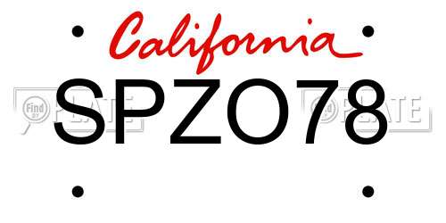 SPZO78 California License Plate
