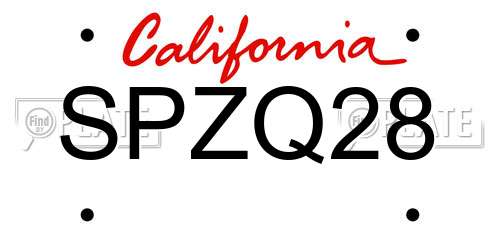 SPZQ28 California License Plate