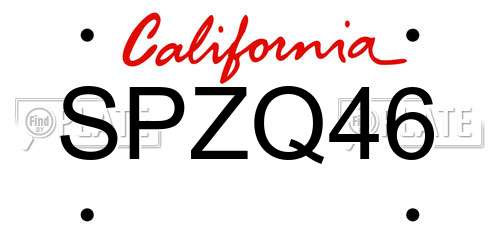 SPZQ46 California License Plate