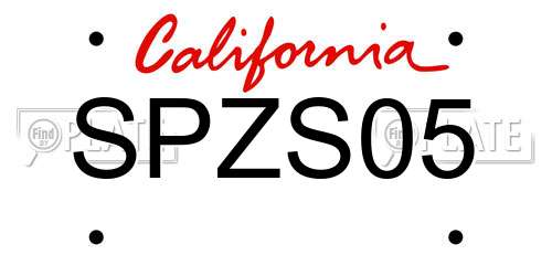 SPZS05 California License Plate