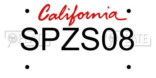 SPZS08 California License Plate