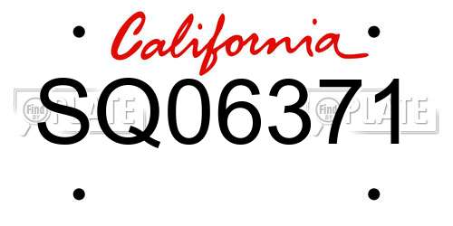 SQ06371 California License Plate