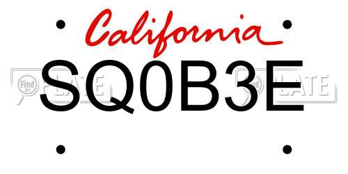 SQ0B3E California License Plate