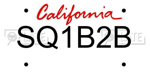 SQ1B2B California License Plate