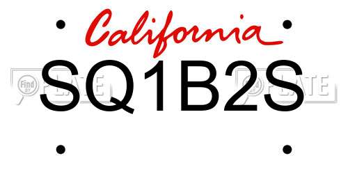 SQ1B2S California License Plate
