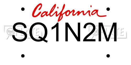 SQ1N2M California License Plate