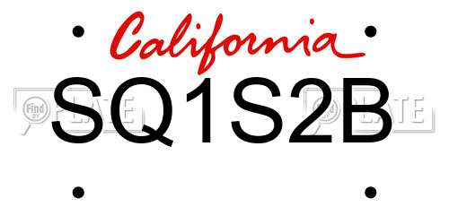 SQ1S2B California License Plate